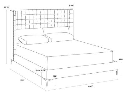 Sunpan Cairo Queen Size Bed in Antonio Charcoal - 105565