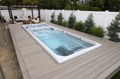 Endless Pools E Series Fitness Systems Swim Spa in Gray Cabinet with Entertainment System - 911909309202-23