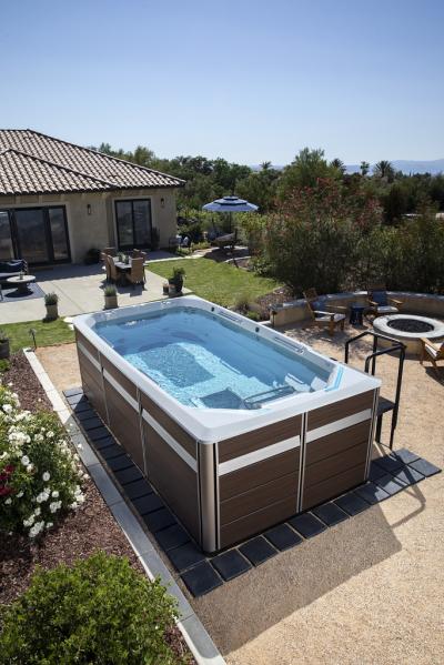 Endless Pools E Series Fitness Systems Swim Spa in Gray Cabinet with Entertainment System- 911908309202-23