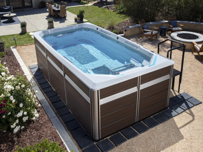 Endless Pools E Series Fitness Systems Swim Spa in Mocha Cabinet with Treadmil and Entertainment System - 911908309152-23