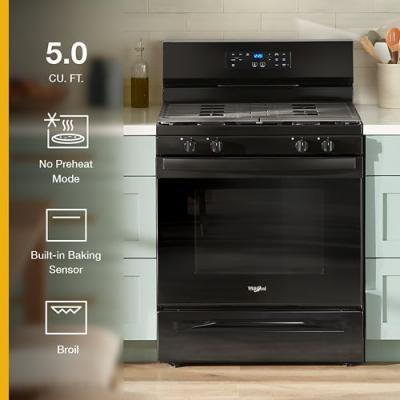 30" Whirlpool 5.3 cu ft Gas Freestanding Range with 4 Burners - WFGS3530RB