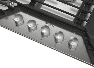 36" Whirlpool Gas Cooktop with 2-in-1 Hinged Grate to Griddle - WCGK7536PS