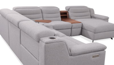 Palliser 5-Seat L-Sectional with Storage and Three Double Power Recliners - Lotus