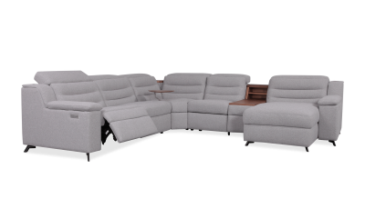 Palliser 5-Seat L-Sectional with Storage and Three Double Power Recliners - Lotus