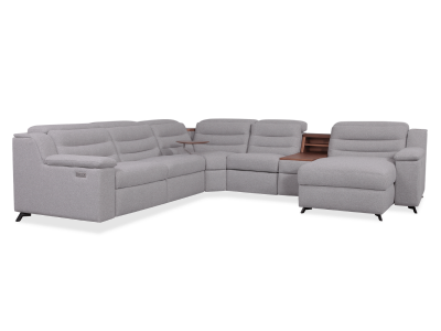 Palliser 5-Seat L-Sectional with Storage and Three Double Power Recliners - Lotus