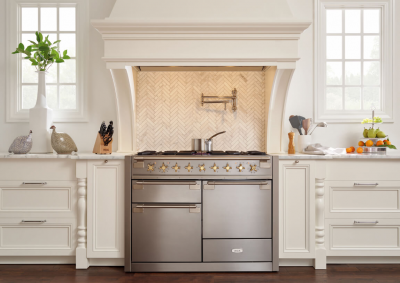 36" AGA Elise Series Freestanding Dual Fuel Range with Antique Brass Trim - AEL361DFABBLK