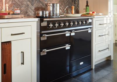 36" AGA Elise Series Freestanding Dual Fuel Range with Antique Brass Trim - AEL361DFABBLK