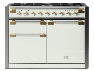 48" AGA Elise Series FreeStanding Dual Fuel Range with Brass Accents - AEL481DFABWHT