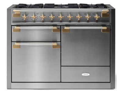 48" AGA Elise Series FreeStanding Dual Fuel Range with Brass Accents - AEL481DFABSS