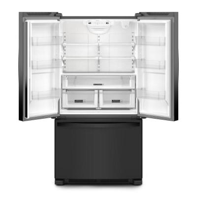 36" Whirlpool 20 Cu. Ft. French Door Bottom Mount Counter Depth Refrigerator in Black - WRFC2036RB