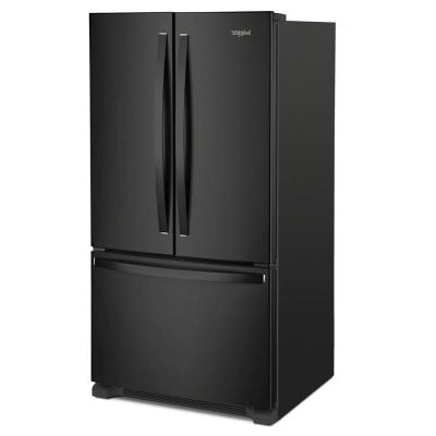 36" Whirlpool French Door Bottom Mount Full Depth Refrigerator in Black - WRFF3036RB