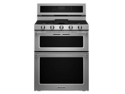 30" KitchenAid 5 Burner Gas Double Oven Convection Range - KFGD500ESS