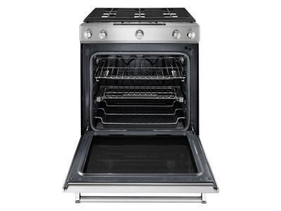 30" KitchenAid 6.5 Cu. Ft. 5 Burner Front Control Gas Convection Range With Baking Drawer - KSGB900ESS