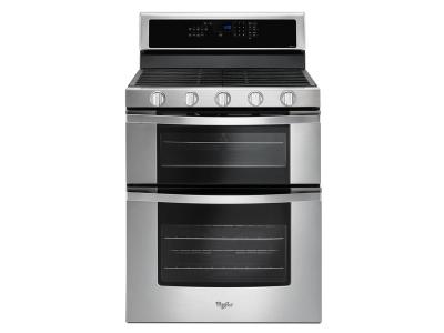 30" Whirlpool 6.0 Cu. Ft. Gas Double Oven Range With Center Oval Burner - WGG745S0FS